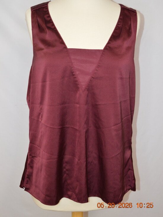 White House Black Market Tops - White House Black Market Large Burgundy Layered V-Neck Sleeveless Blouse